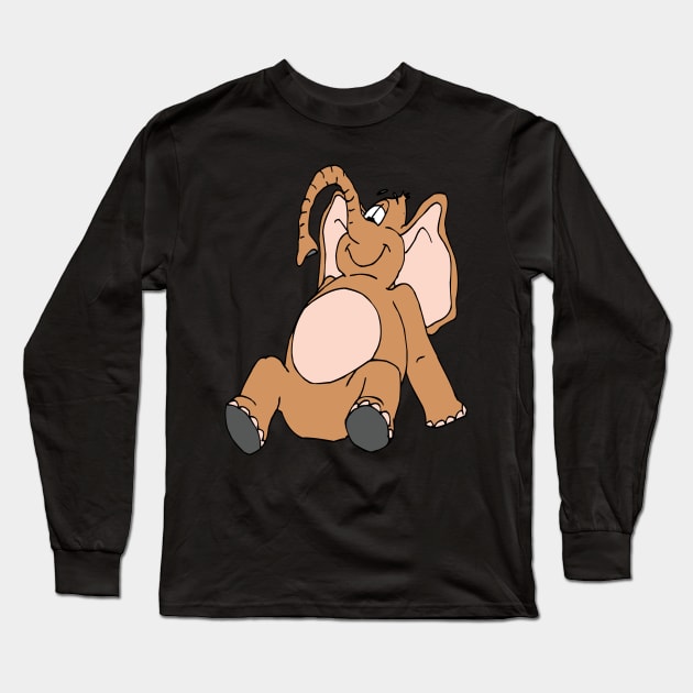 smiling elephant Long Sleeve T-Shirt by drawn freehand